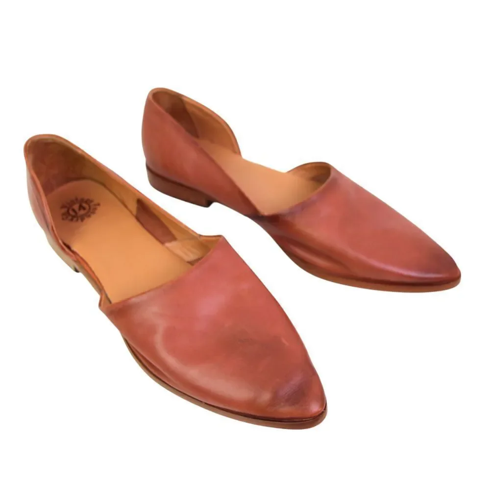 Vintage Foundry Co BROWN GENUINE LEATHER FLAT POINTED SLIP ON BALLET SHOES Sz 10 - Picture 6 of 9